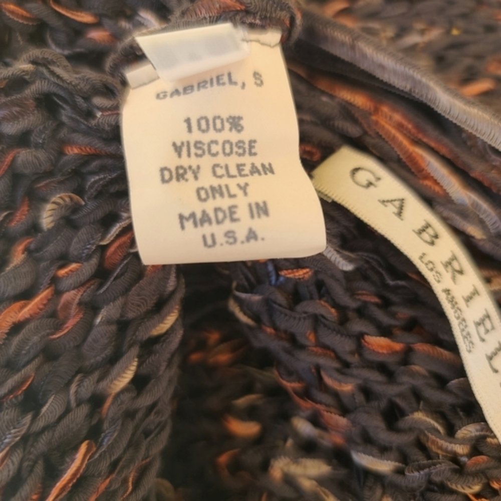 VINTAGE Y2K Gabriel Silk Sweater M Beverly Hills Cali Hand Woven Luxe Rare Boho - Picture 11 of 15